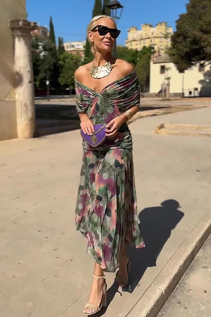 Stijlvolle Off Shoulder Maxi Jurk Voor Dames Met Luchtige Pasvorm
