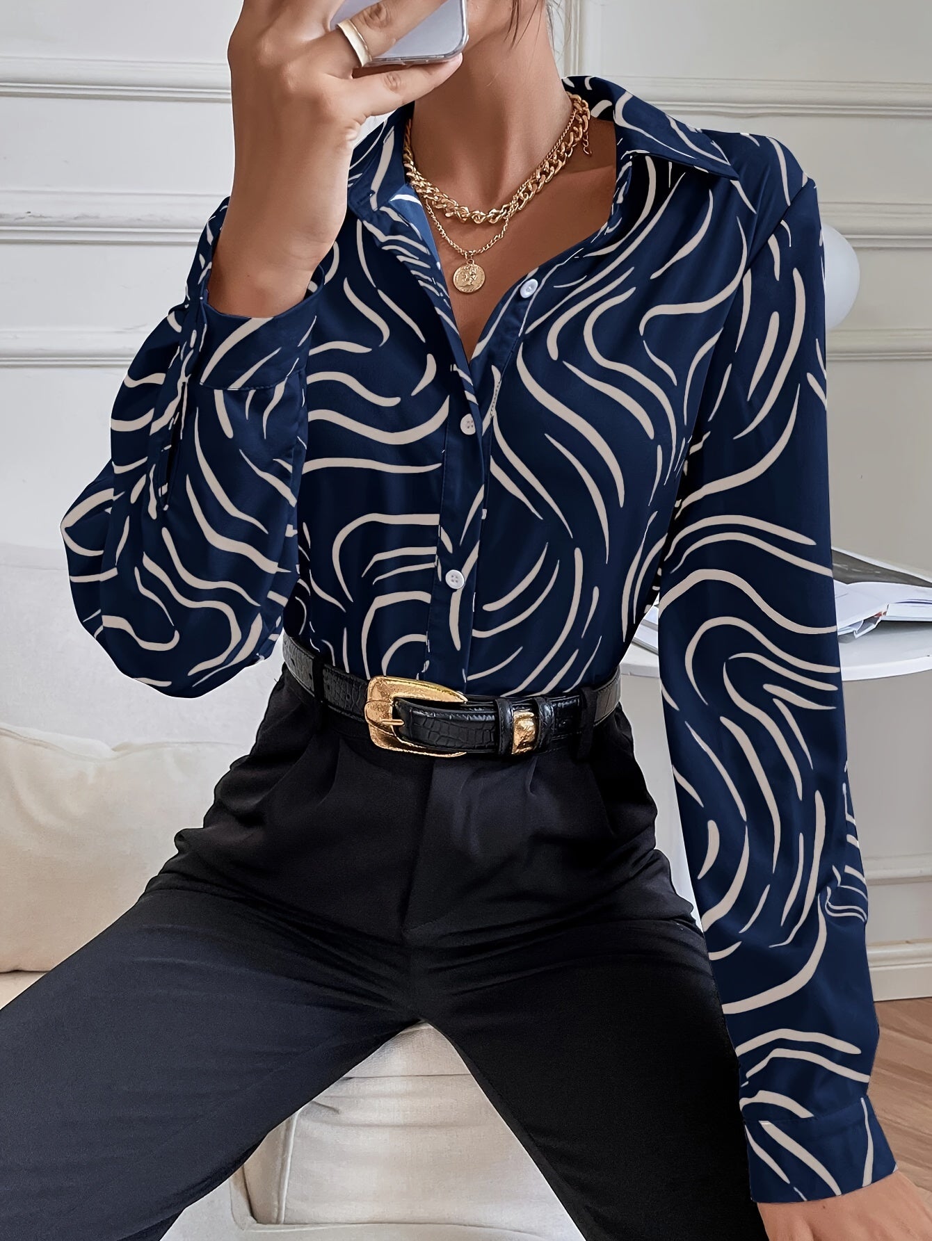 Samara | Blouse met Abstracte Print
