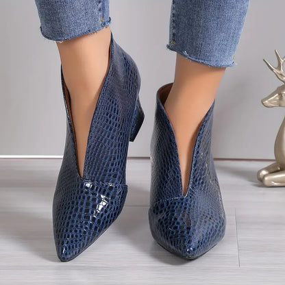 Sietske | Glanzende Croco Print Enkellaarsjes