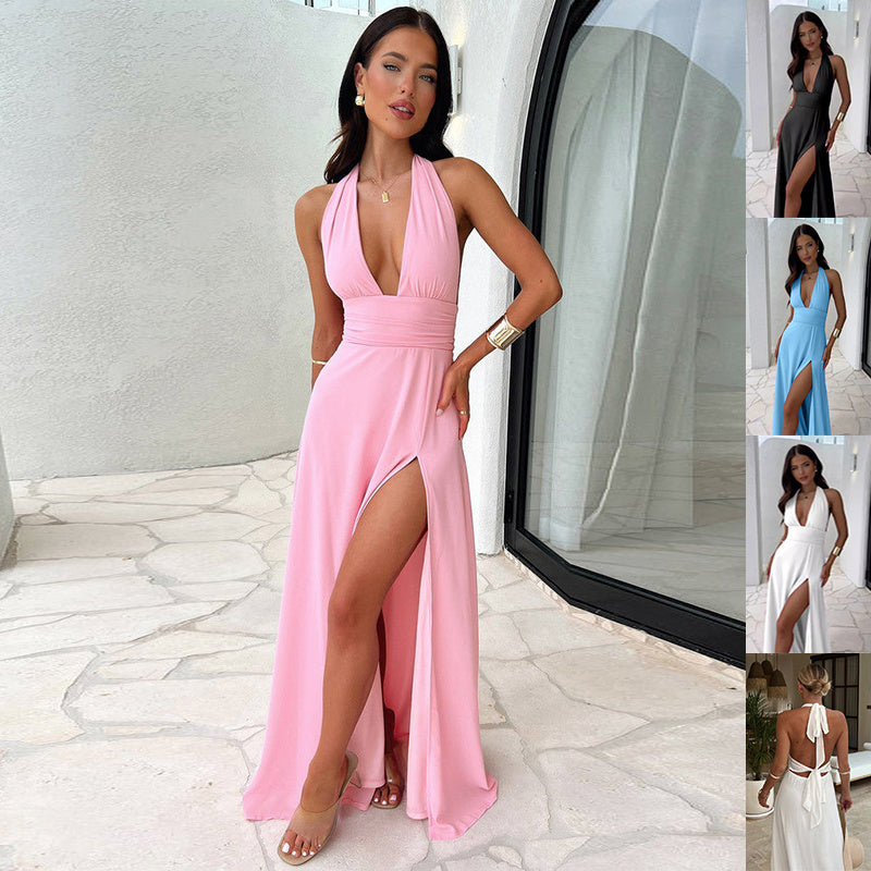 Jerrica | Elegant Women's Halter Neck Maxi Dress