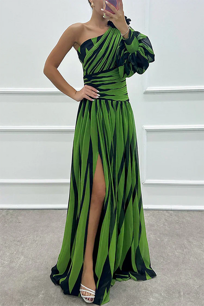 One Shoulder Gala Maxi Dress With Split