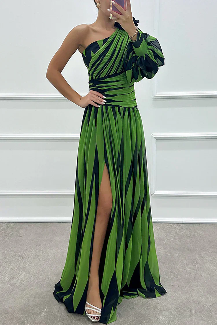 One Shoulder Gala Maxi Jurk Met Split