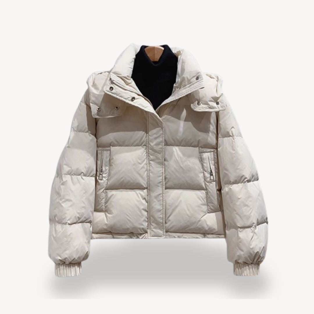 Oversized Dames Puffer Jas met Hoge Kraag en Rits
