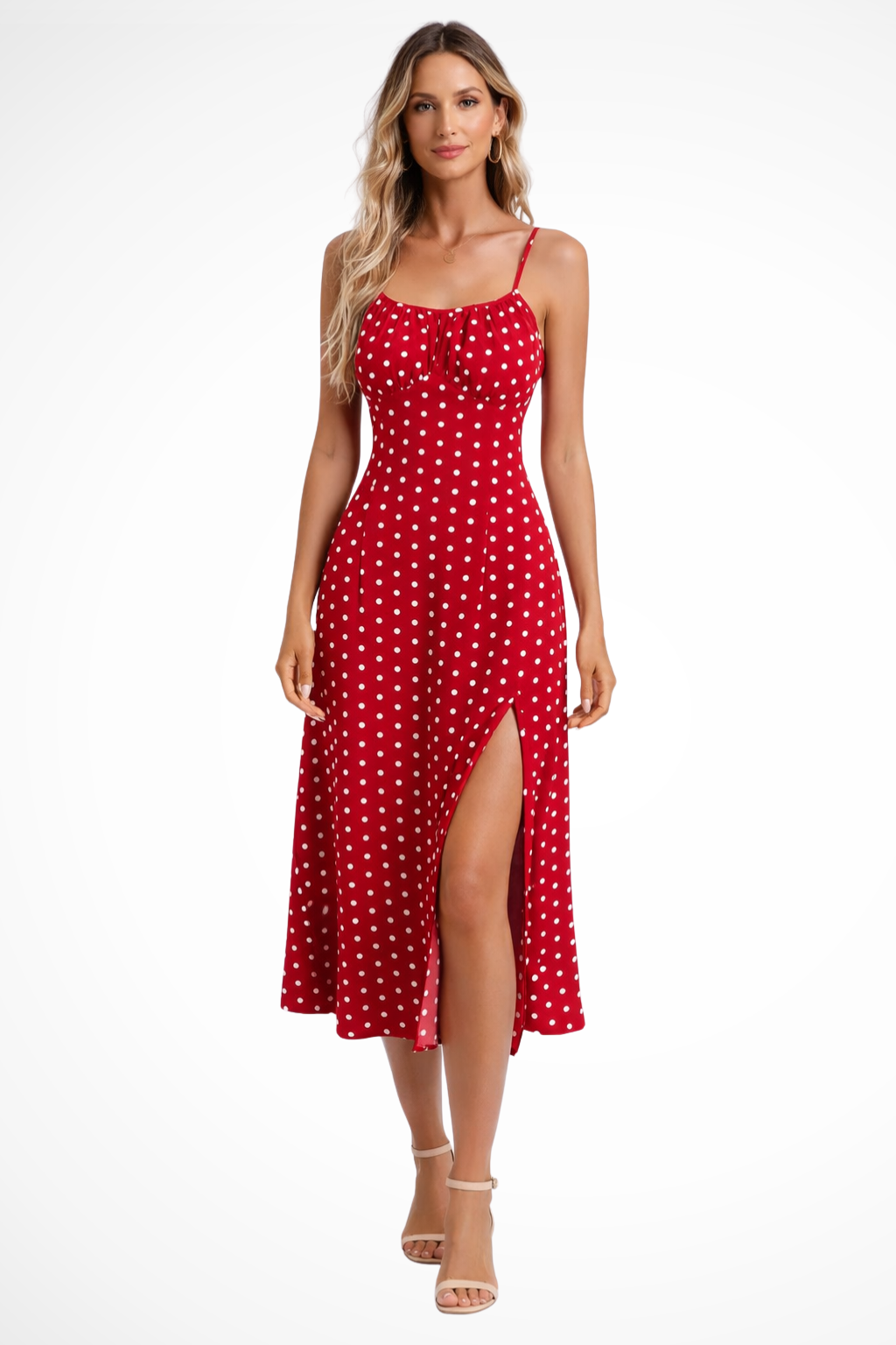 Gebloemde Midi Zomerjurk Met Split En Spaghettibandjes