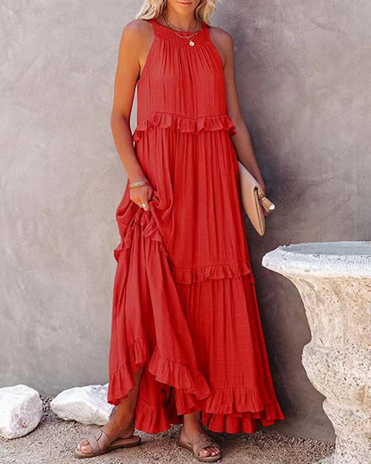 Claina | Zomerse Ruffle Maxi Jurk met Boho Charme