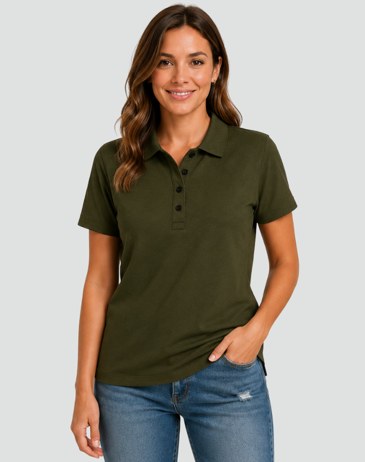 Casual Women's Polo Shirt With Short Sleeves And Button Closure