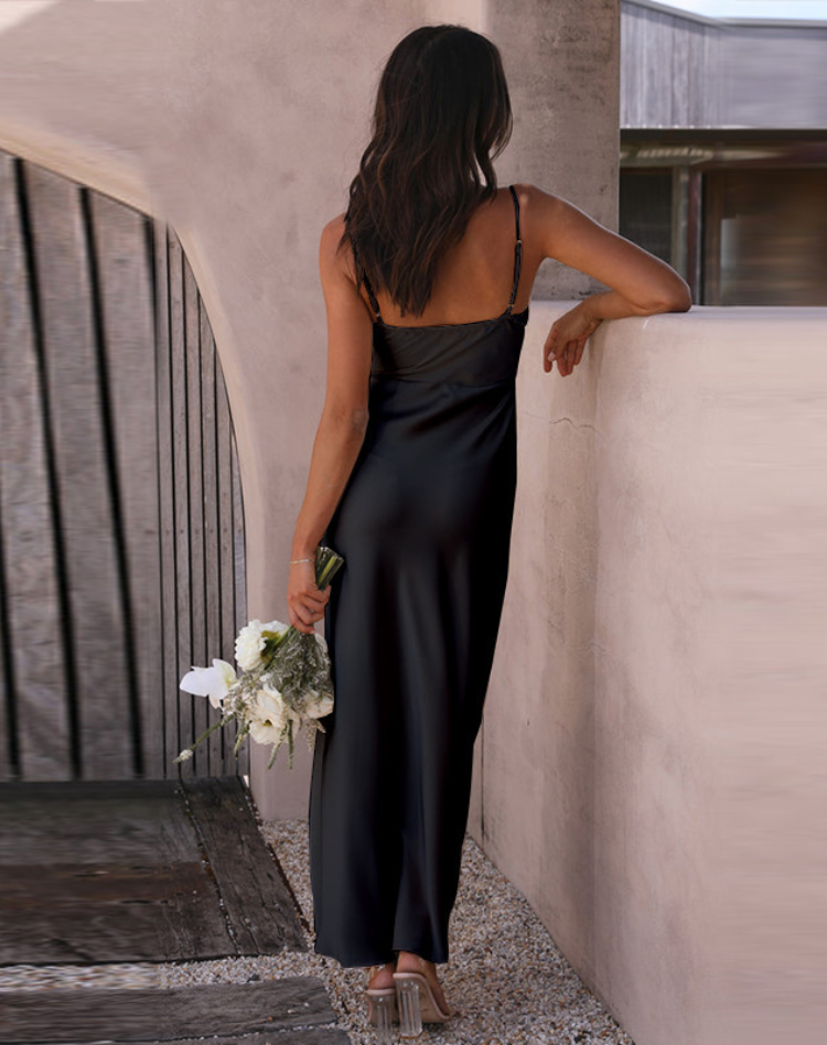 Elegante Dames Jurk met Spaghettibandjes en Zijsplit