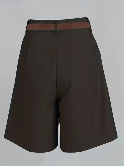 High-waisted straight leg shorts