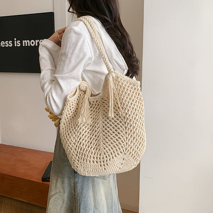 Sac d'épaule bohème d'été pour femmes avec poignées tressées