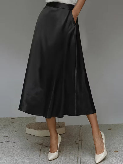 Satijnen rok met hoge taille