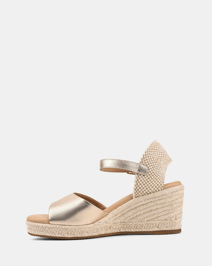 Sandales à Compensé Dorées de Luxe pour Femmes avec Fermeture à Boucle