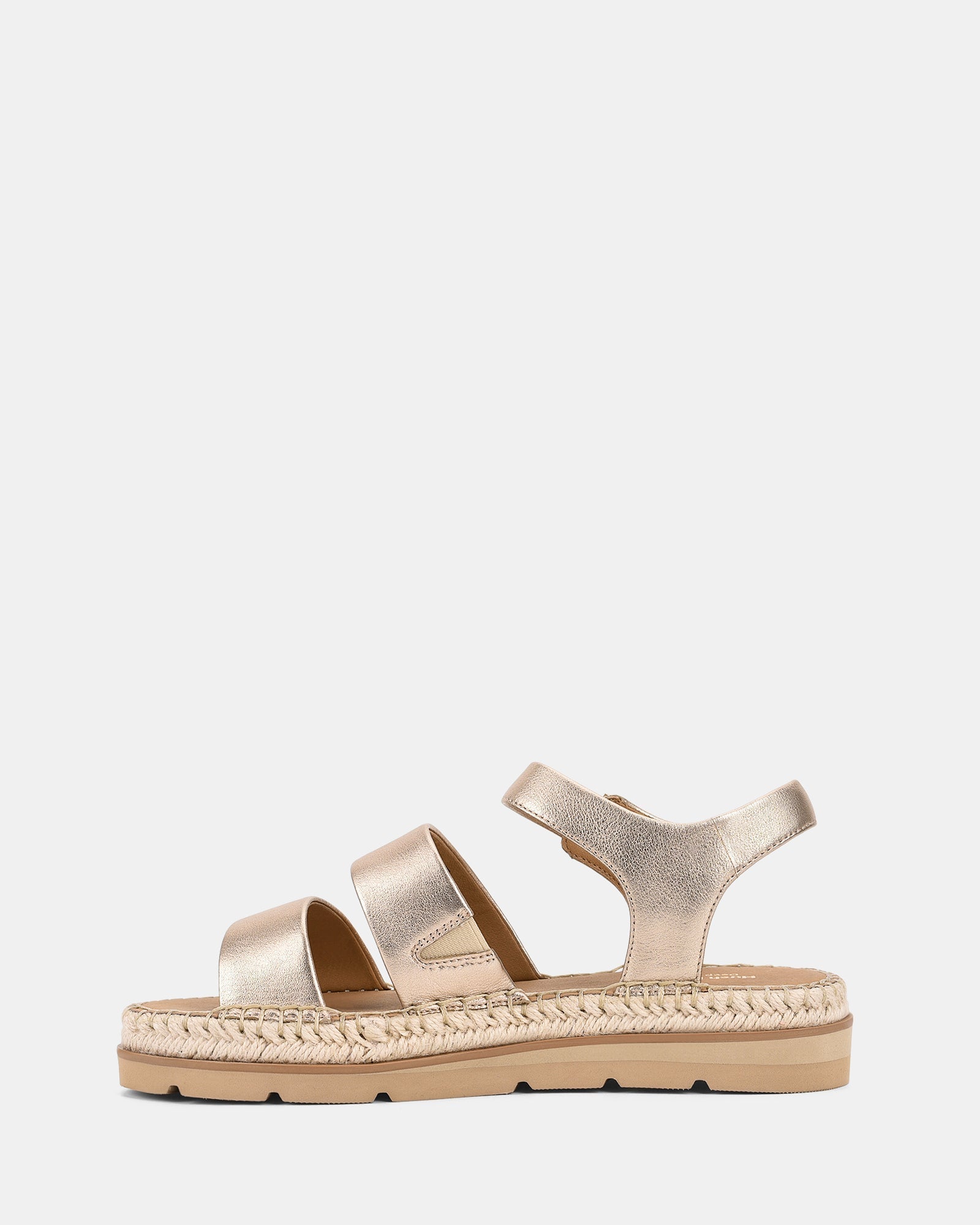 Stijlvolle Dames Goud Plateau Sandalen met Gesp en Gevlochten Rand