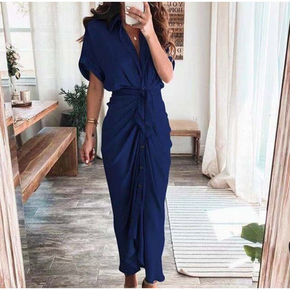 Sjaan | Strakke Knopen Midi Jurk