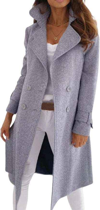 Chique Elegante Vrouwen Wollen Jas met Knoopsluiting