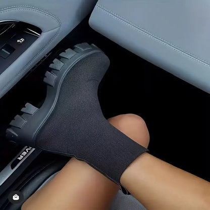 Dames Comfortabele Enkellaarsjes met Ribstructuur en Chunky Zool