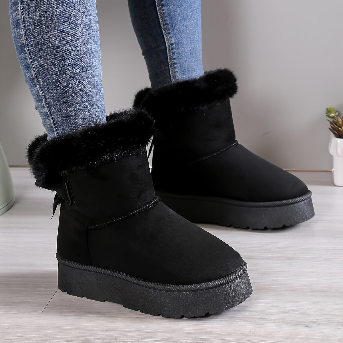 Luxe Dames Enkellaarsjes en Faux Fur Voering