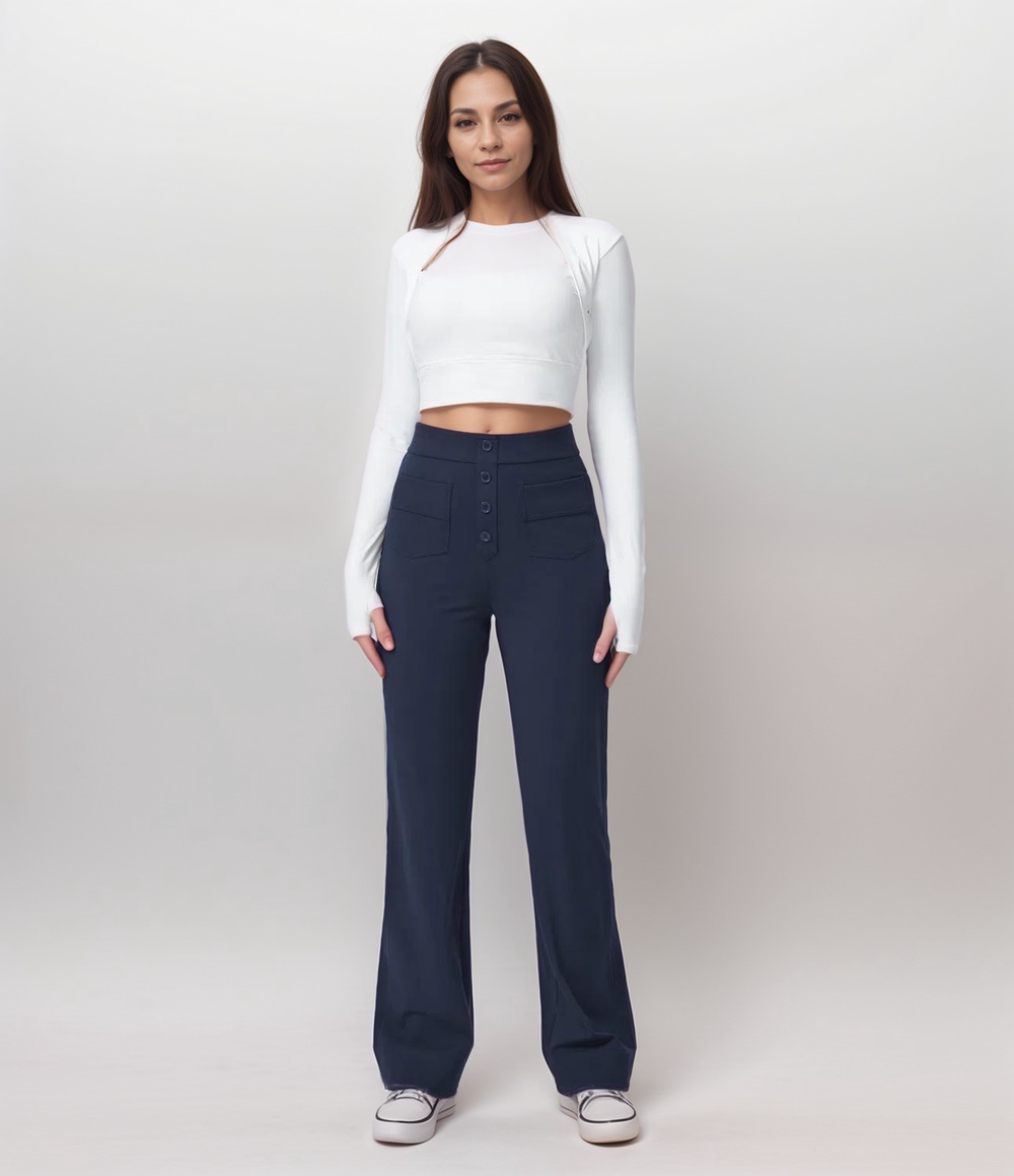 Scarlette | High-Waist Wide-Leg Broek – Donkerblauw