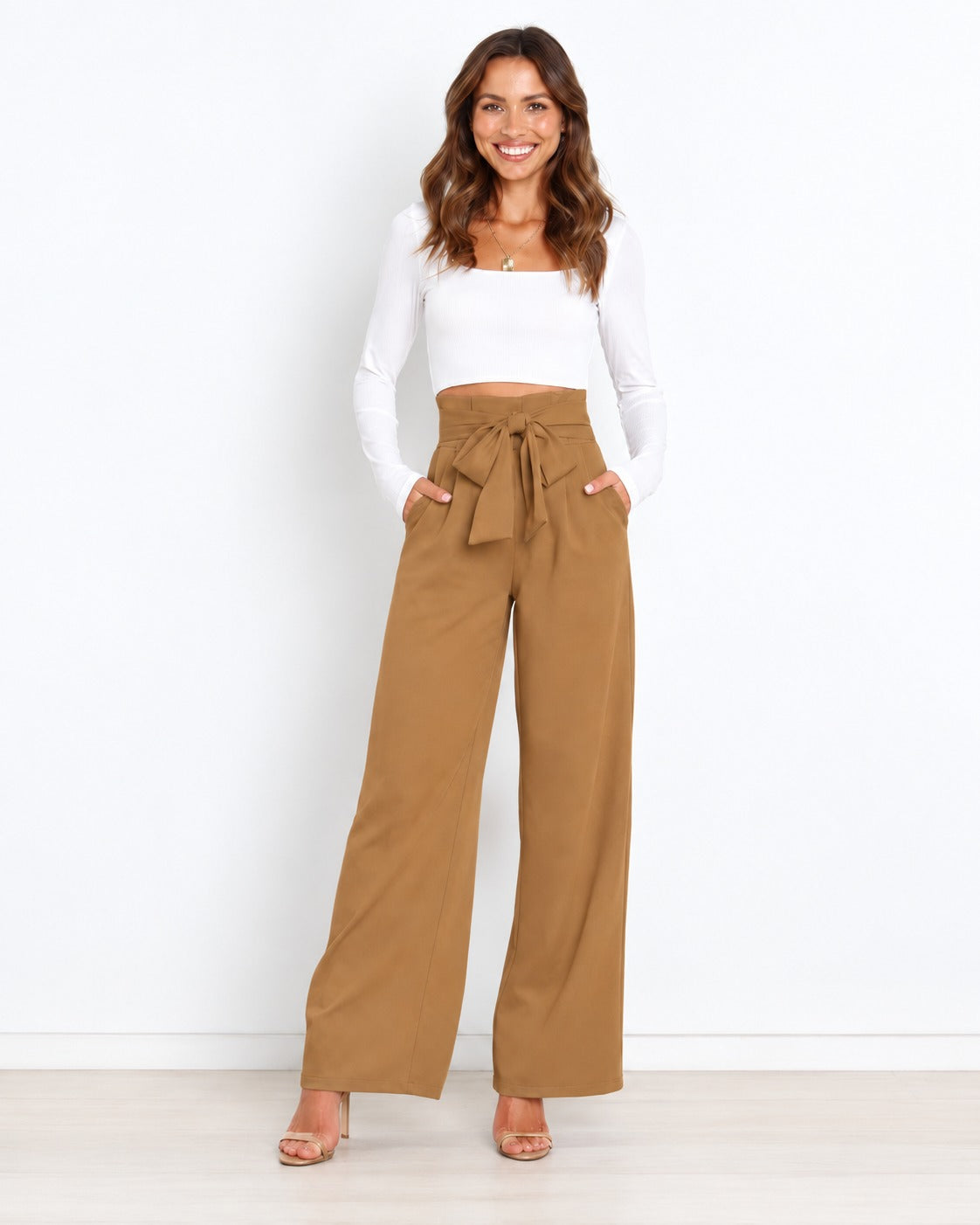 Fenna | High Waist Paperbag Pants with Bow Detail