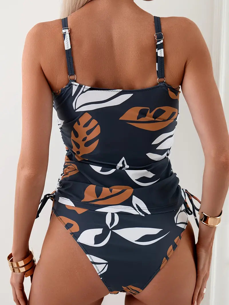Mery | Tropisch Tankini Set met Hoge Taille Slip
