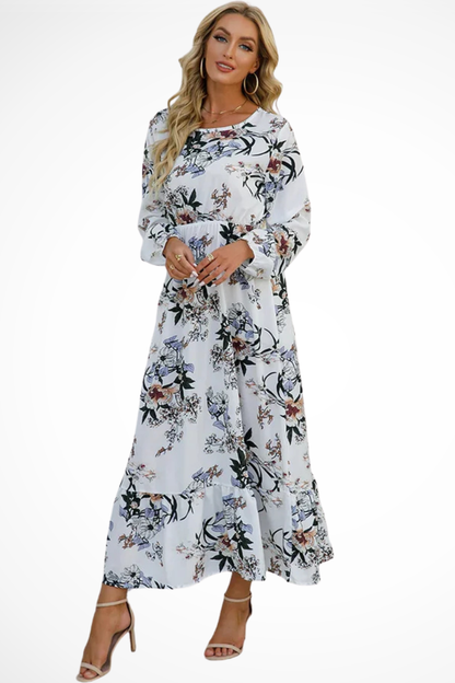 Maxi Zomerjurk Met Bloemenprint En Lange Mouwen Voor Dames
