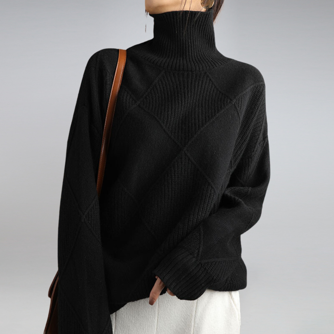 Comfortabele warme dames sweater met structuur en ronde hals