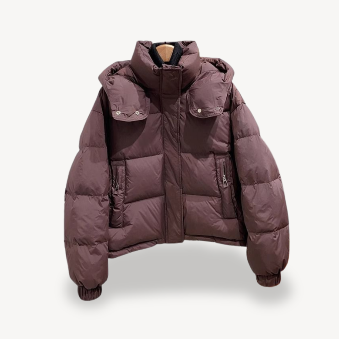 Oversized Dames Puffer Jas met Hoge Kraag en Rits