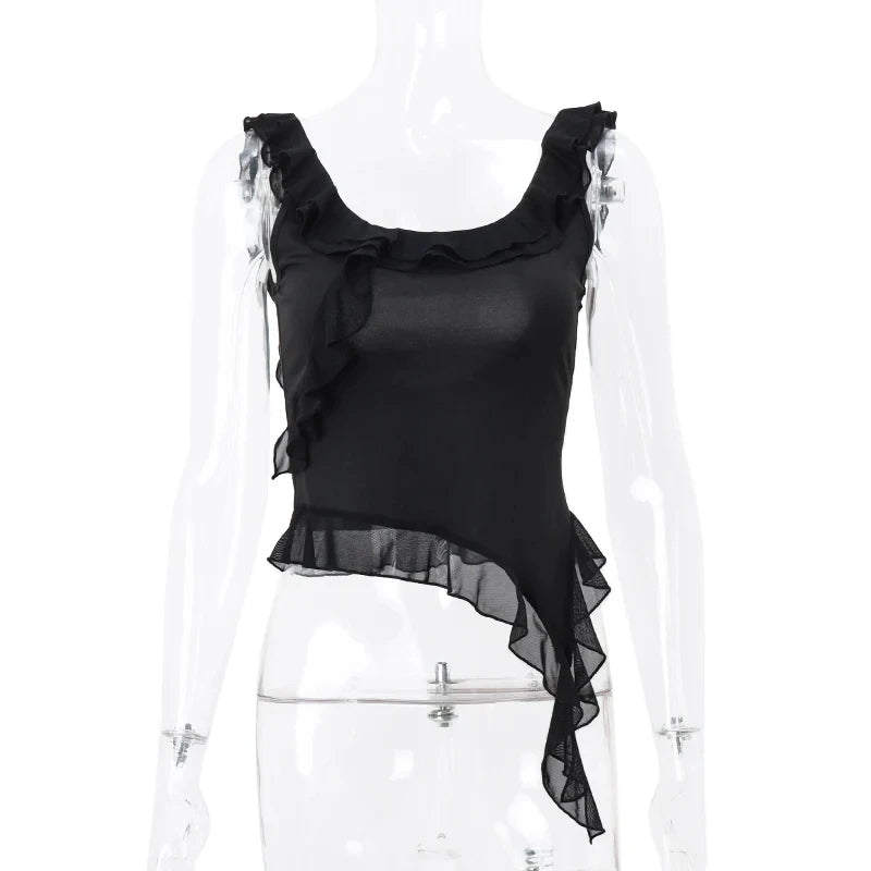 Melanee | Ruffled Edge Spaghetti Strap Top
