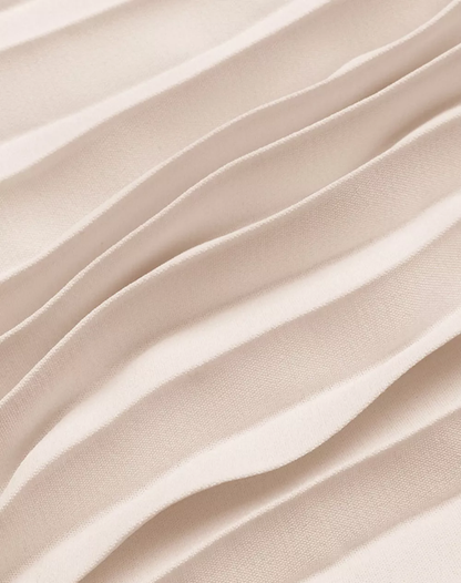 Luchtige Beige Midi Jurk Met V Hals En Knopen voor Vrouwen