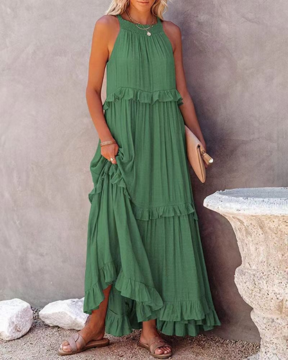 Claina | Zomerse Ruffle Maxi Jurk met Boho Charme