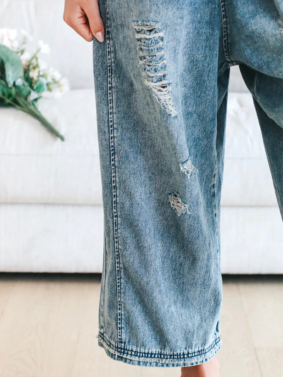 Comfortabele oversized jumpsuit met vintage denim look