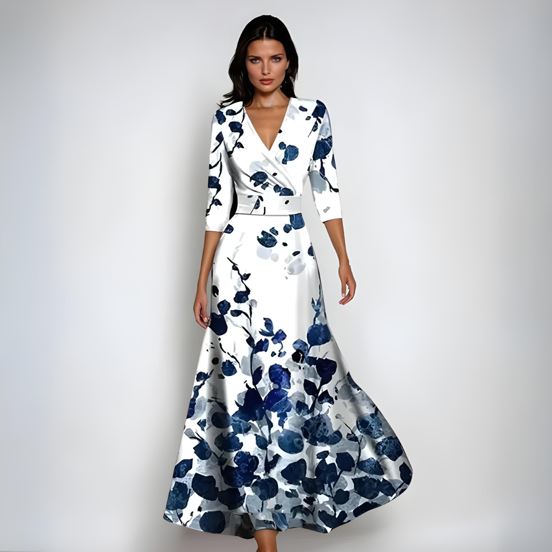 Bloemenprint Cocktailjurk In Maxi Lengte Met Wikkeldetail