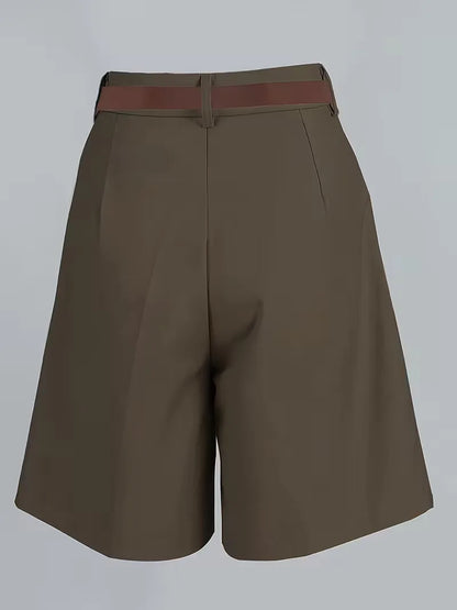 High-waisted straight leg shorts