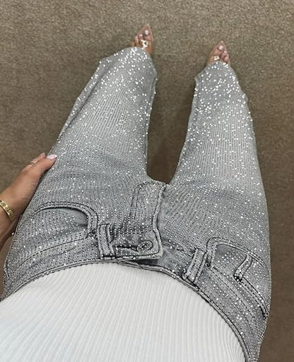 Laila | Straight-Leg Jeans met Glitterdetails