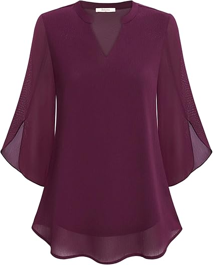 Luxe Dames Blouse met V-Hals en Losvallende Mouwen