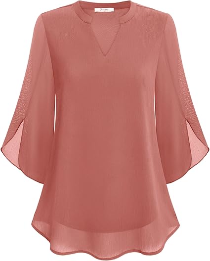 Luxe Dames Blouse met V-Hals en Losvallende Mouwen