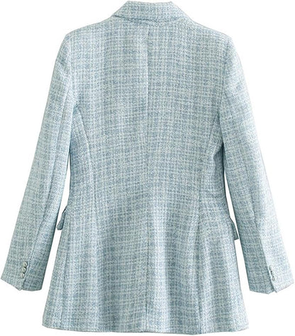 Stijlvolle Lichtblauw Dames Blazer met Knoopsluiting