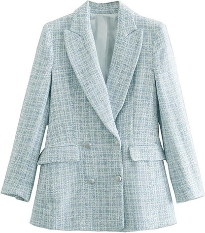 Stijlvolle Lichtblauw Dames Blazer met Knoopsluiting