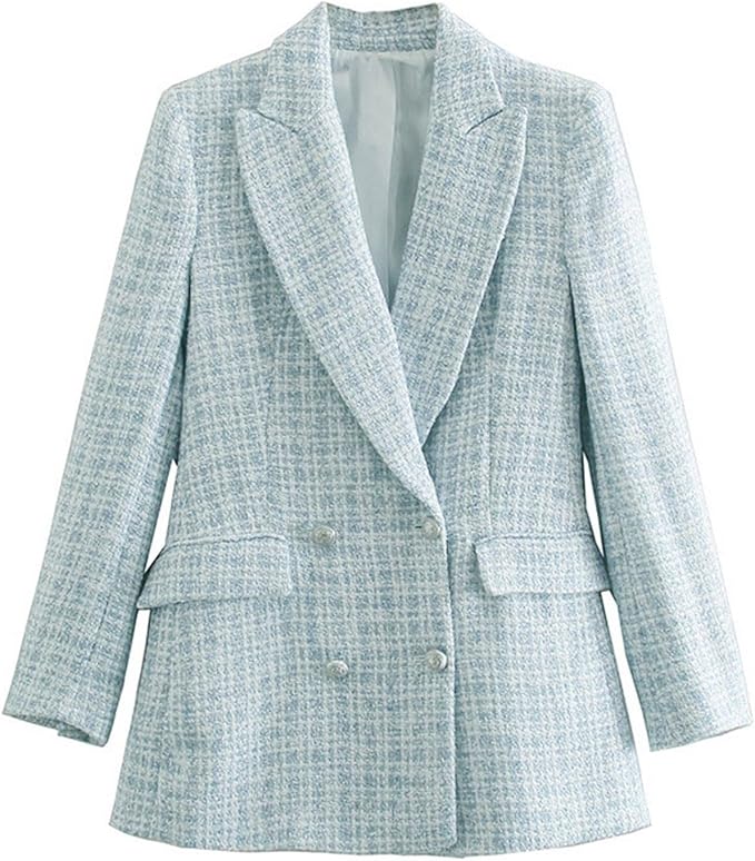 Stijlvolle Lichtblauw Dames Blazer met Knoopsluiting