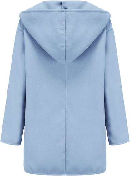 Stylish Long Women's Coat Jacket with High Collar