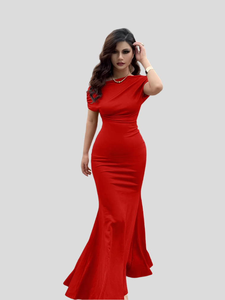 Tavia | Luxe Avondjurk met Fishtail Snit Galajurk