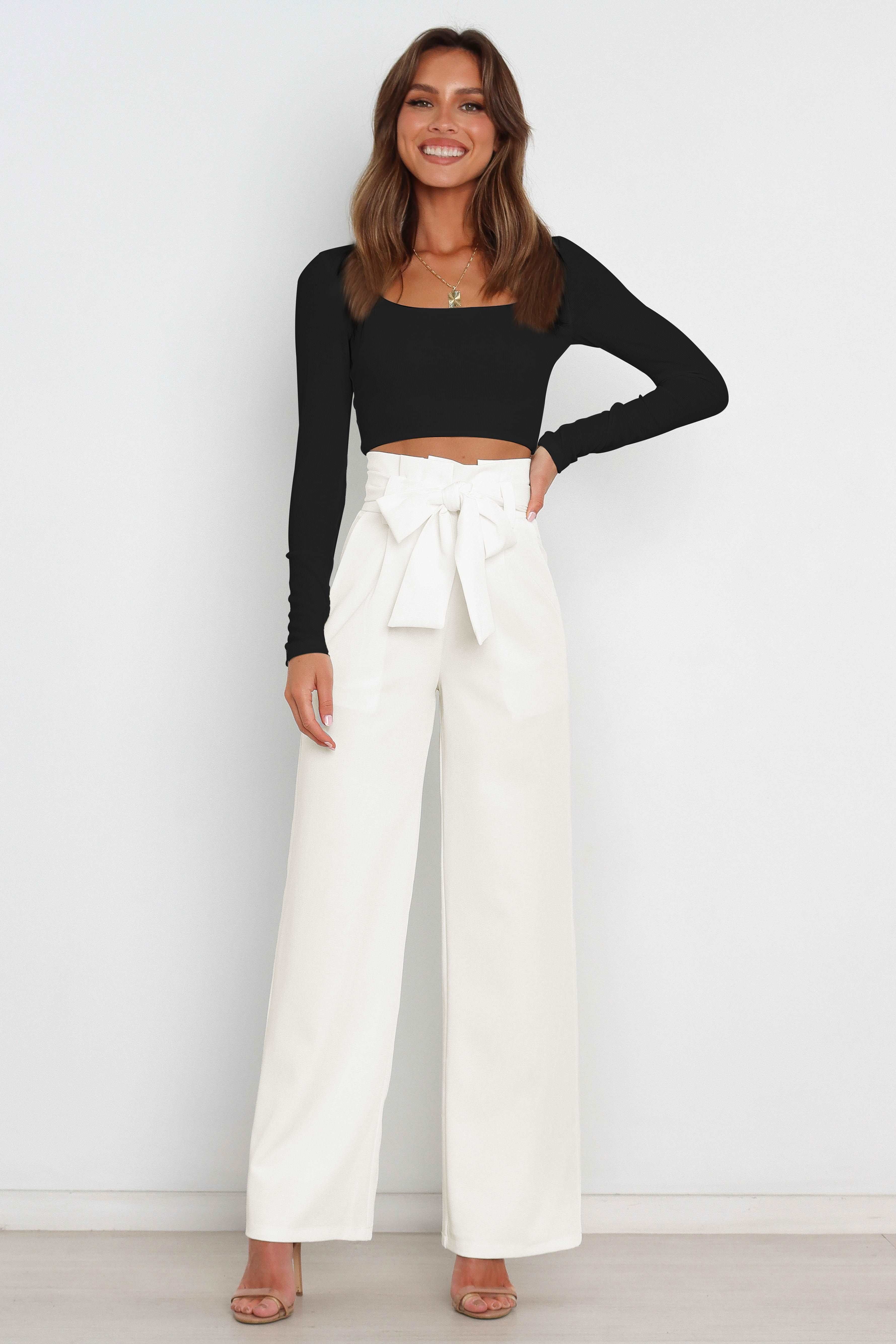 Fenna | High Waist Paperbag Pants with Bow Detail
