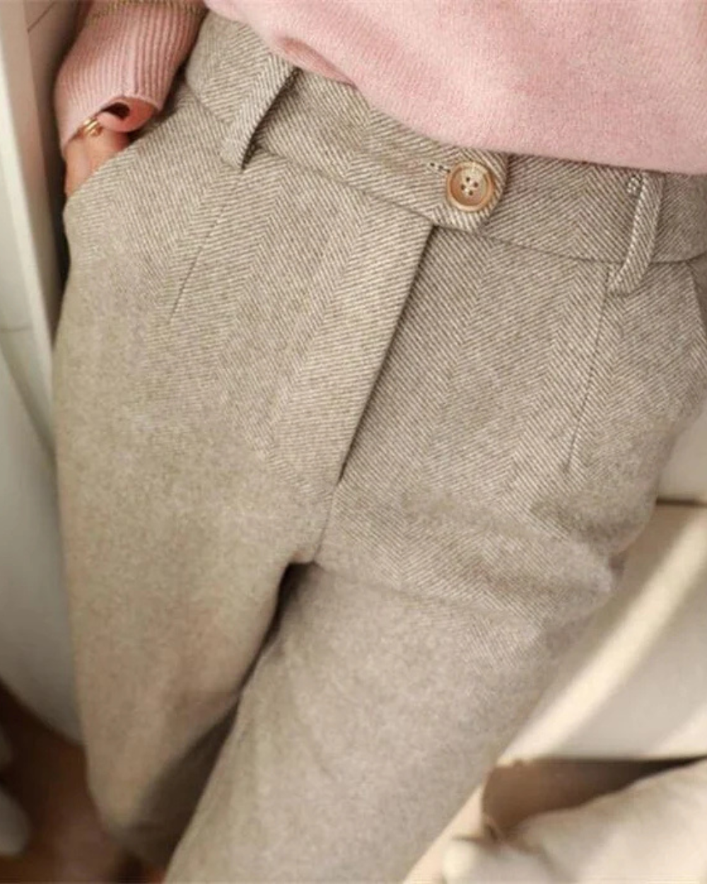 Ellie | Klassieke Herringbone Broek