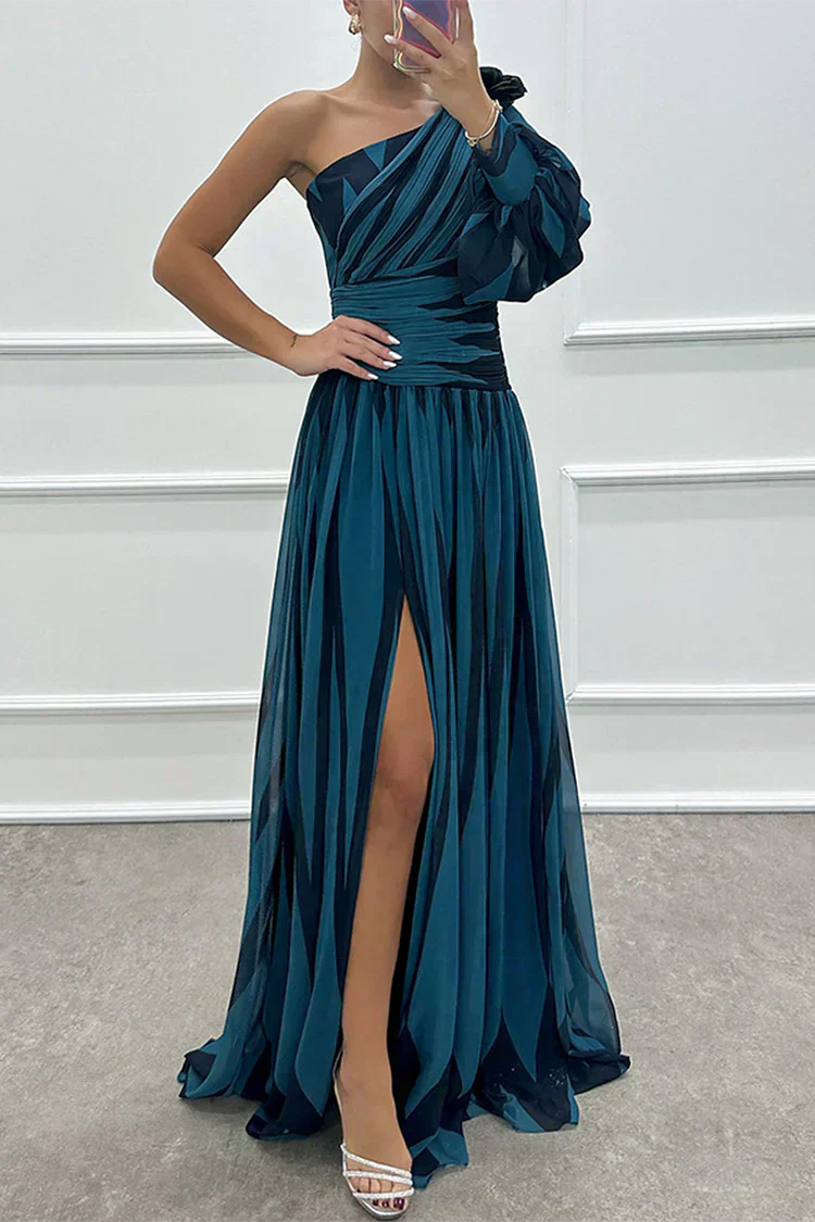 One Shoulder Gala Maxi Jurk Met Split