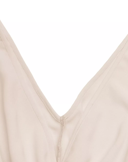 Luchtige Beige Midi Jurk Met V Hals En Knopen voor Vrouwen