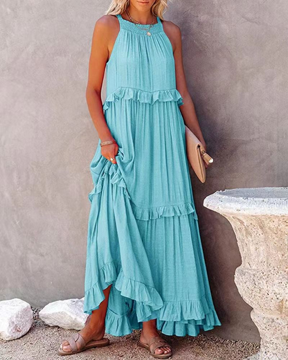 Claina | Zomerse Ruffle Maxi Jurk met Boho Charme