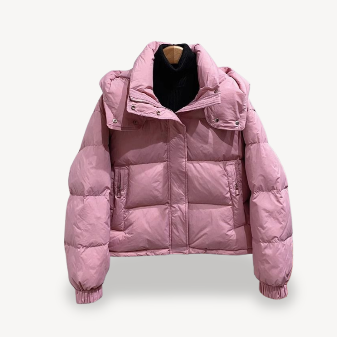 Oversized Dames Puffer Jas met Hoge Kraag en Rits