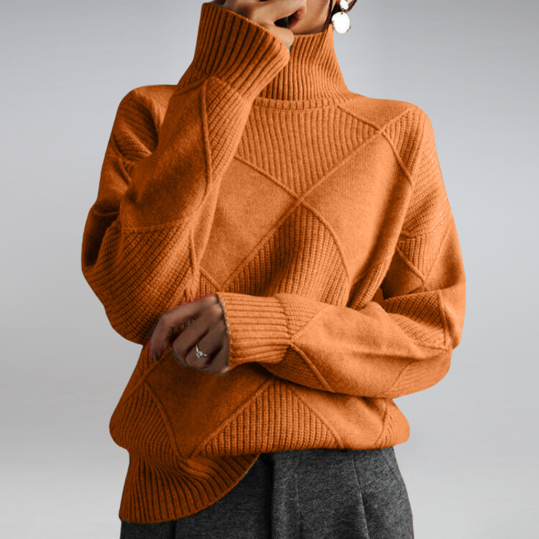 Comfortabele warme dames sweater met structuur en ronde hals
