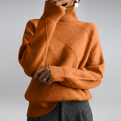 Comfortabele warme dames sweater met structuur en ronde hals