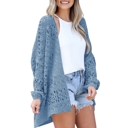 Luchtige comfortabele gebreide dames cardigan met boho details