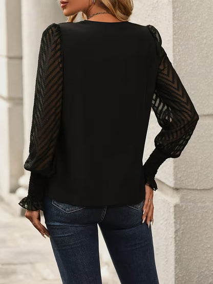 Blouse élégante pour femmes avec col en V et manches longues